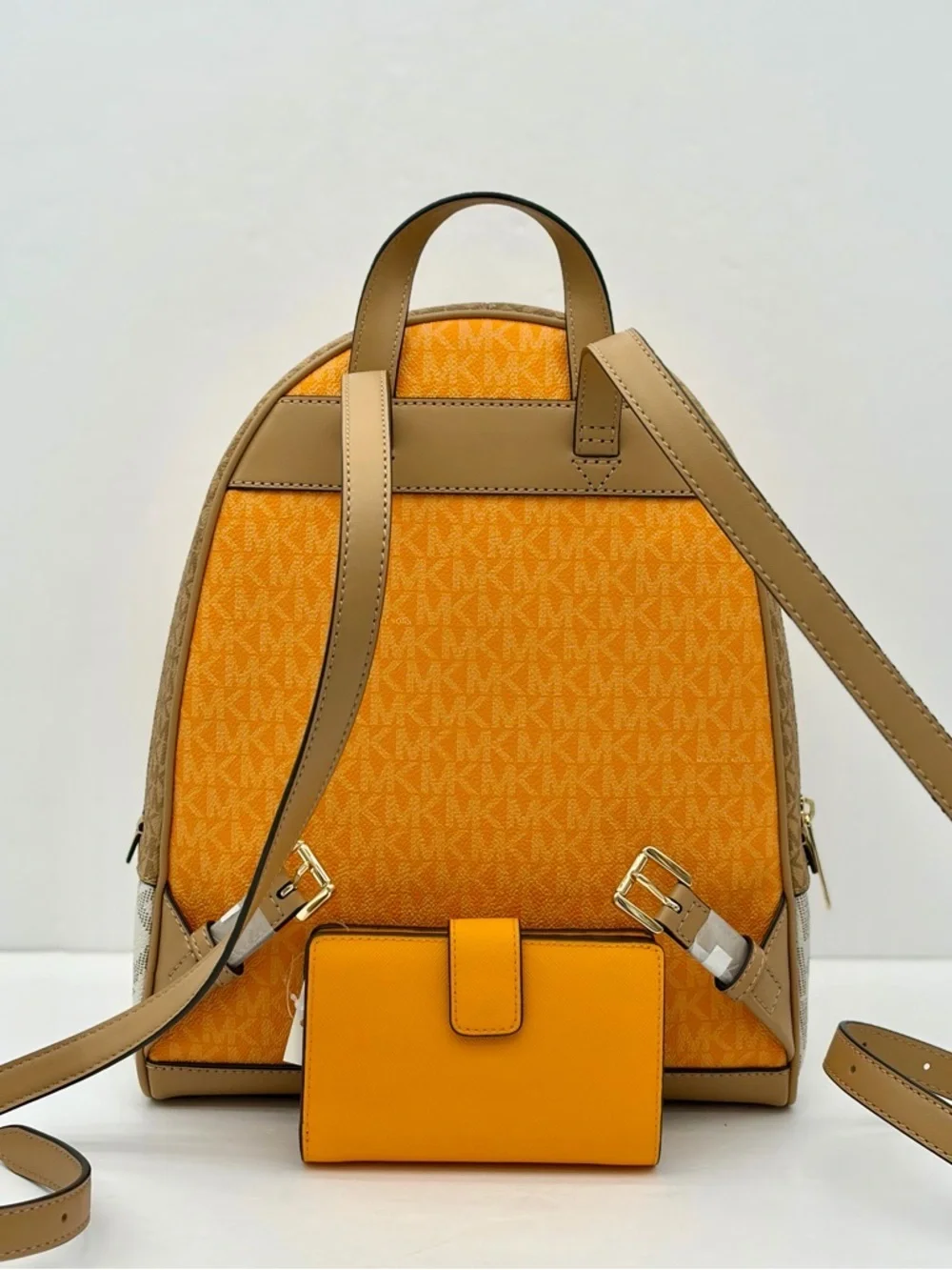 Michael Kors Rhea Medium Color-Block Signature Logo Backpack and Wallet Set